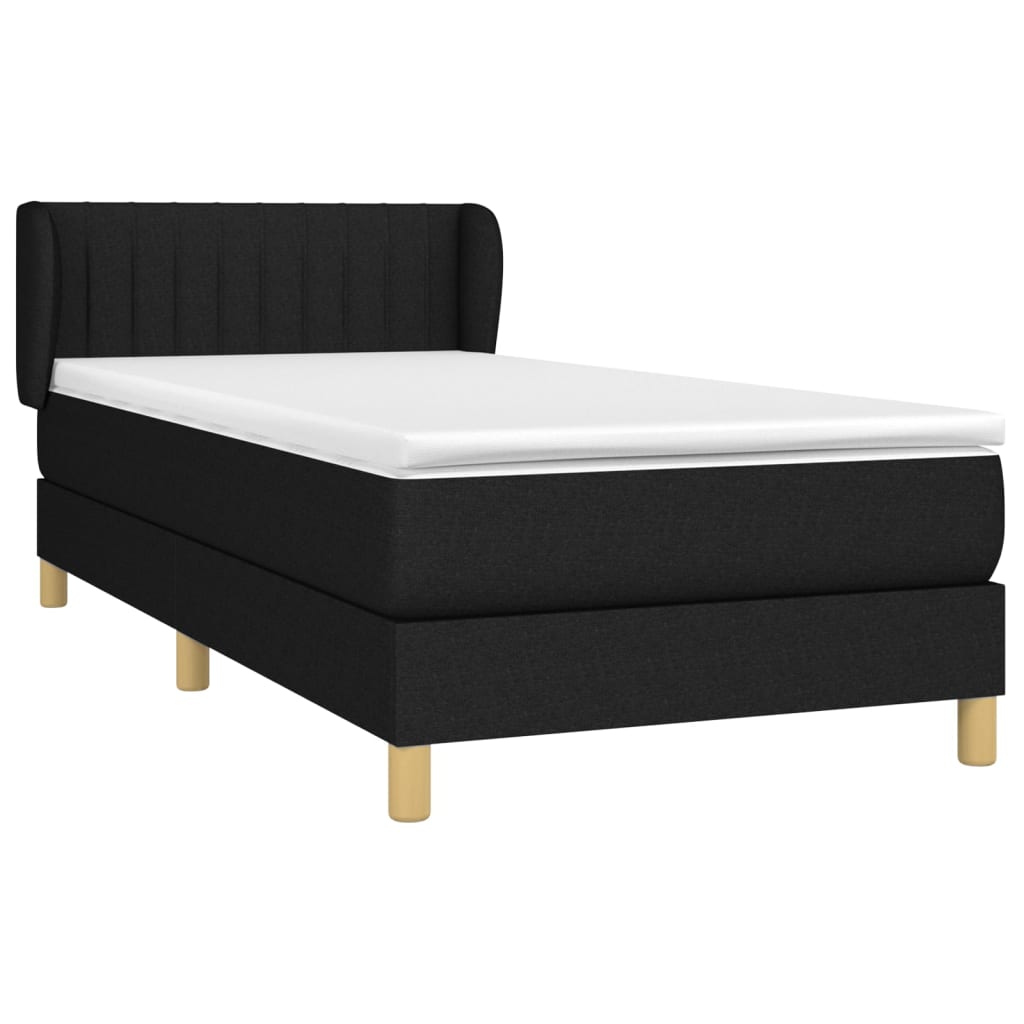vidaXL Boxspring met matras stof zwart 90x200 cm afbeelding