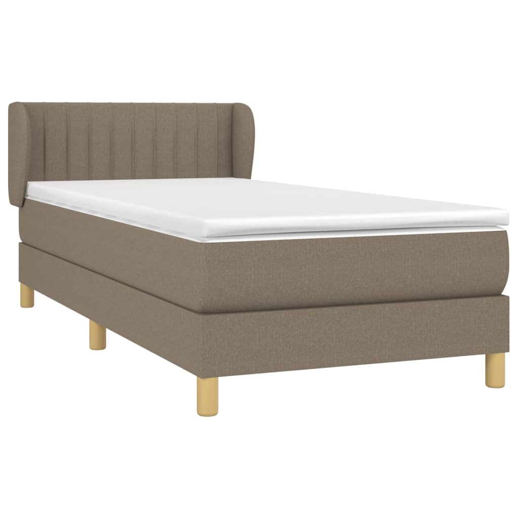 vidaXL Boxspring met matras stof taupe 100x200 cm