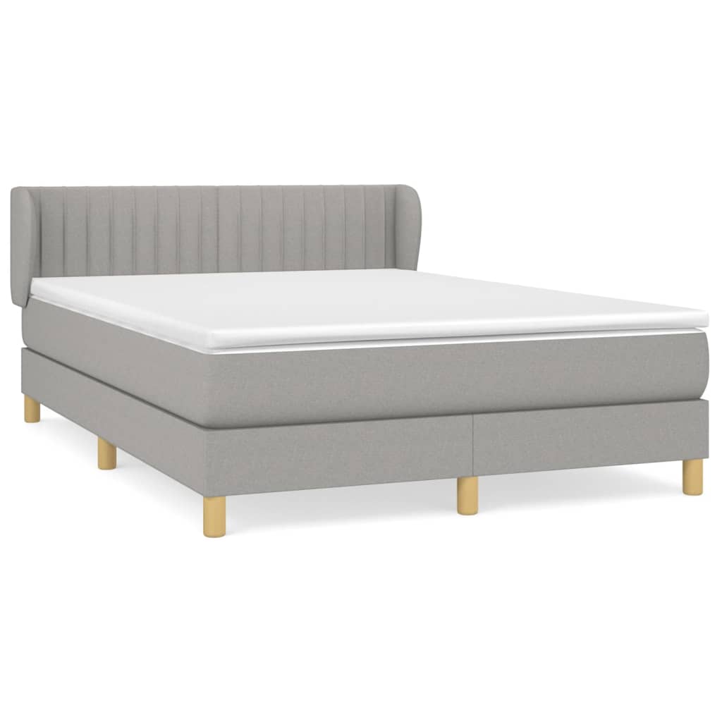 vidaXL Box spring posteljni z vzmetnico svetlo siv 140x190 cm blago