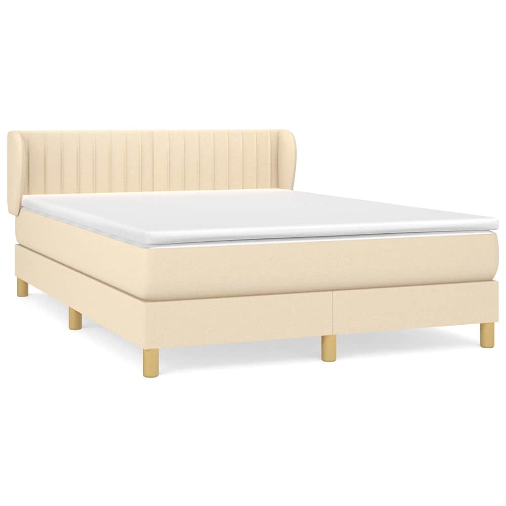 vidaXL Boxspring met matras stof crèmekleurig 140x190 cm, foto 3