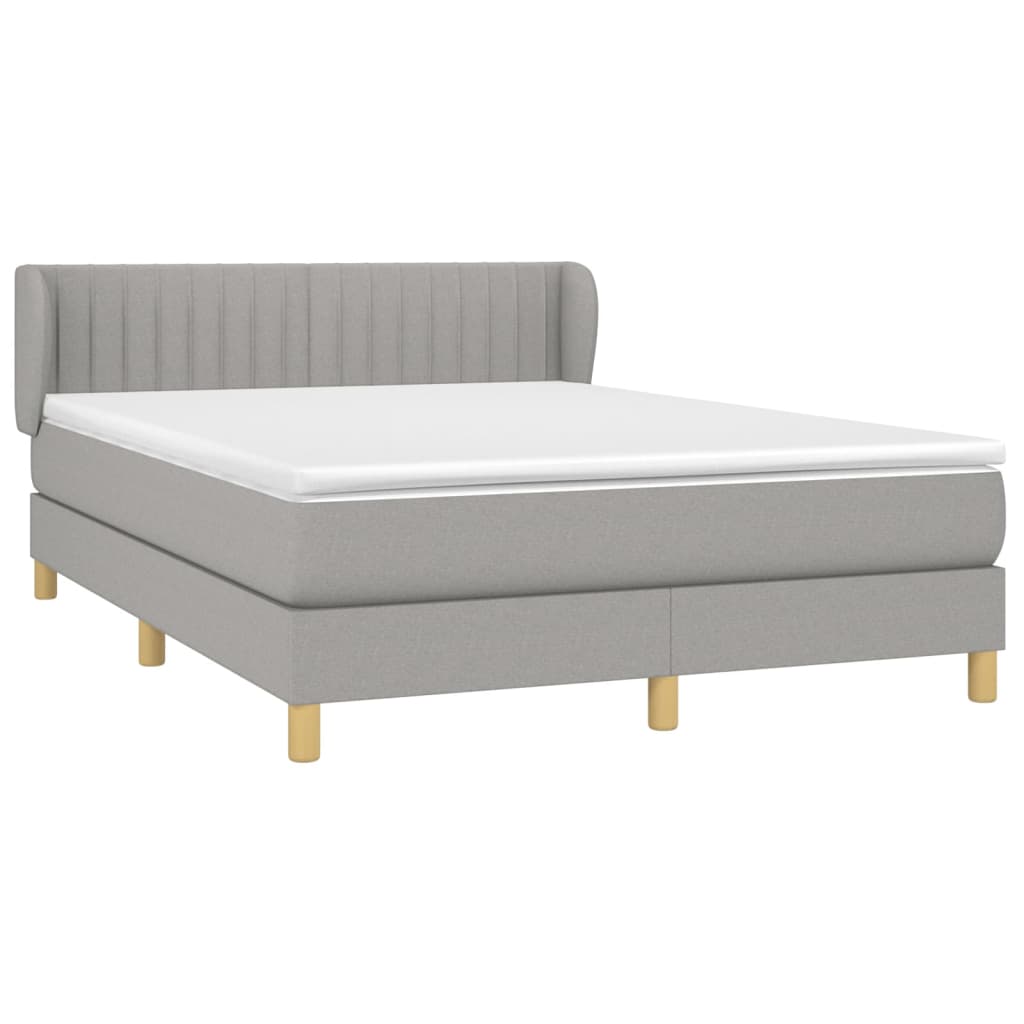 vidaXL Boxspring met matras stof lichtgrijs 140x200 cm afbeelding