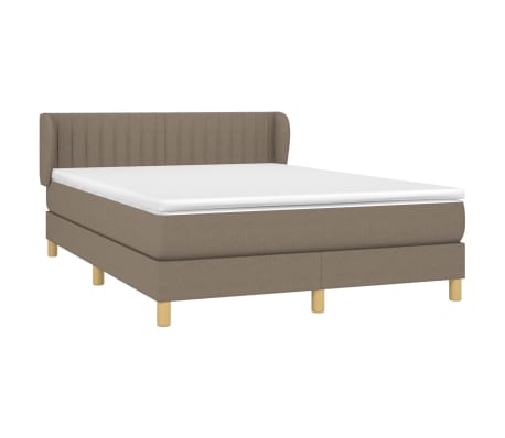 vidaXL Cama box spring con colchón tela gris taupe 140x200 cm