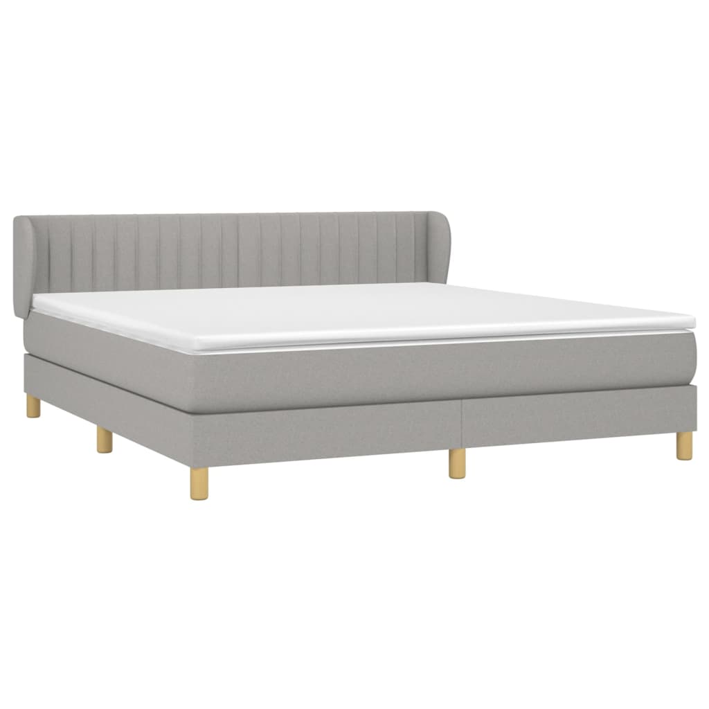vidaXL Boxspring met matras stof lichtgrijs 180x200 cm afbeelding