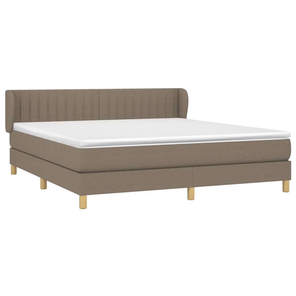 vidaXL Boxspring met matras stof taupe 180x200 cm afbeelding