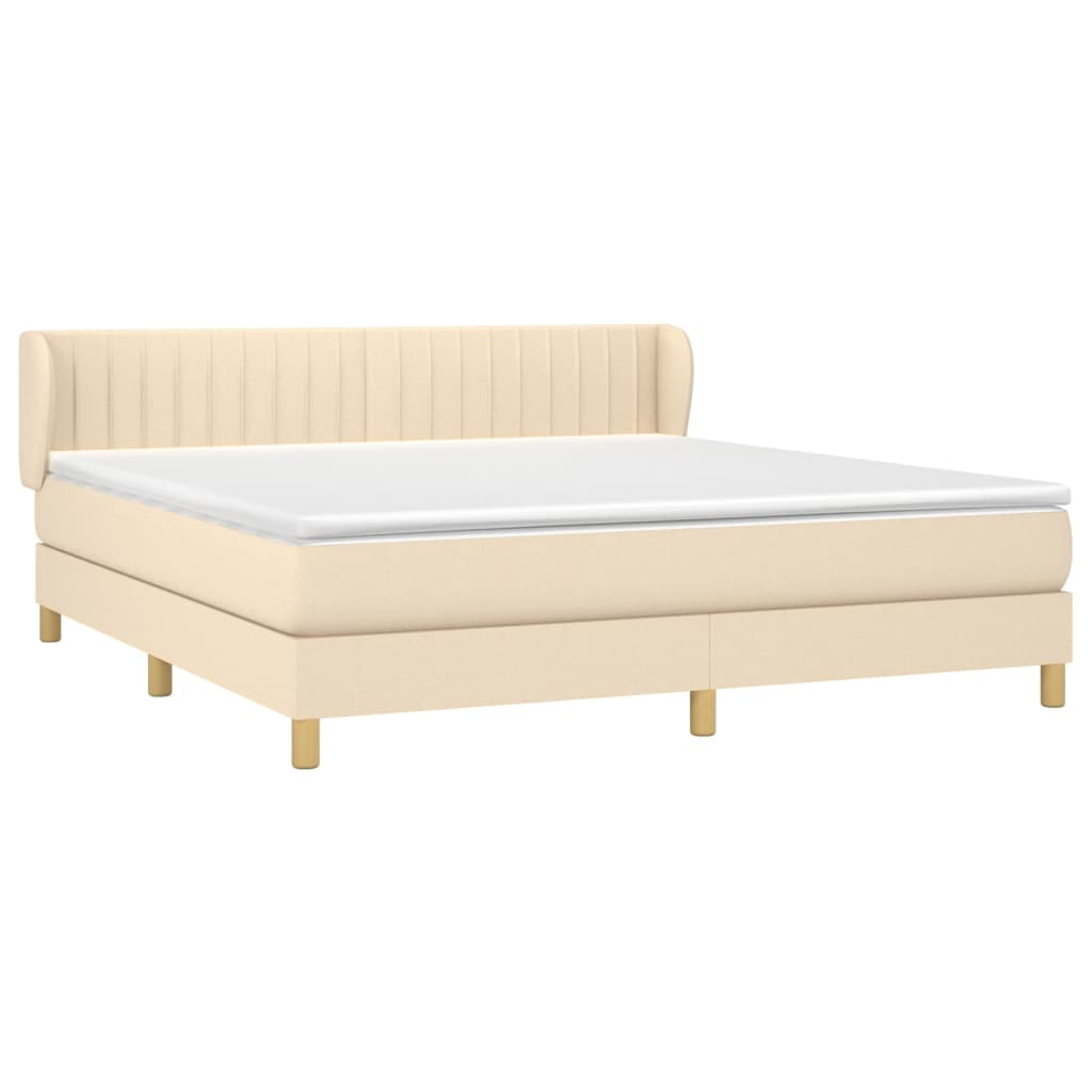 vidaXL Boxspring met matras stof crèmekleurig 180x200 cm afbeelding