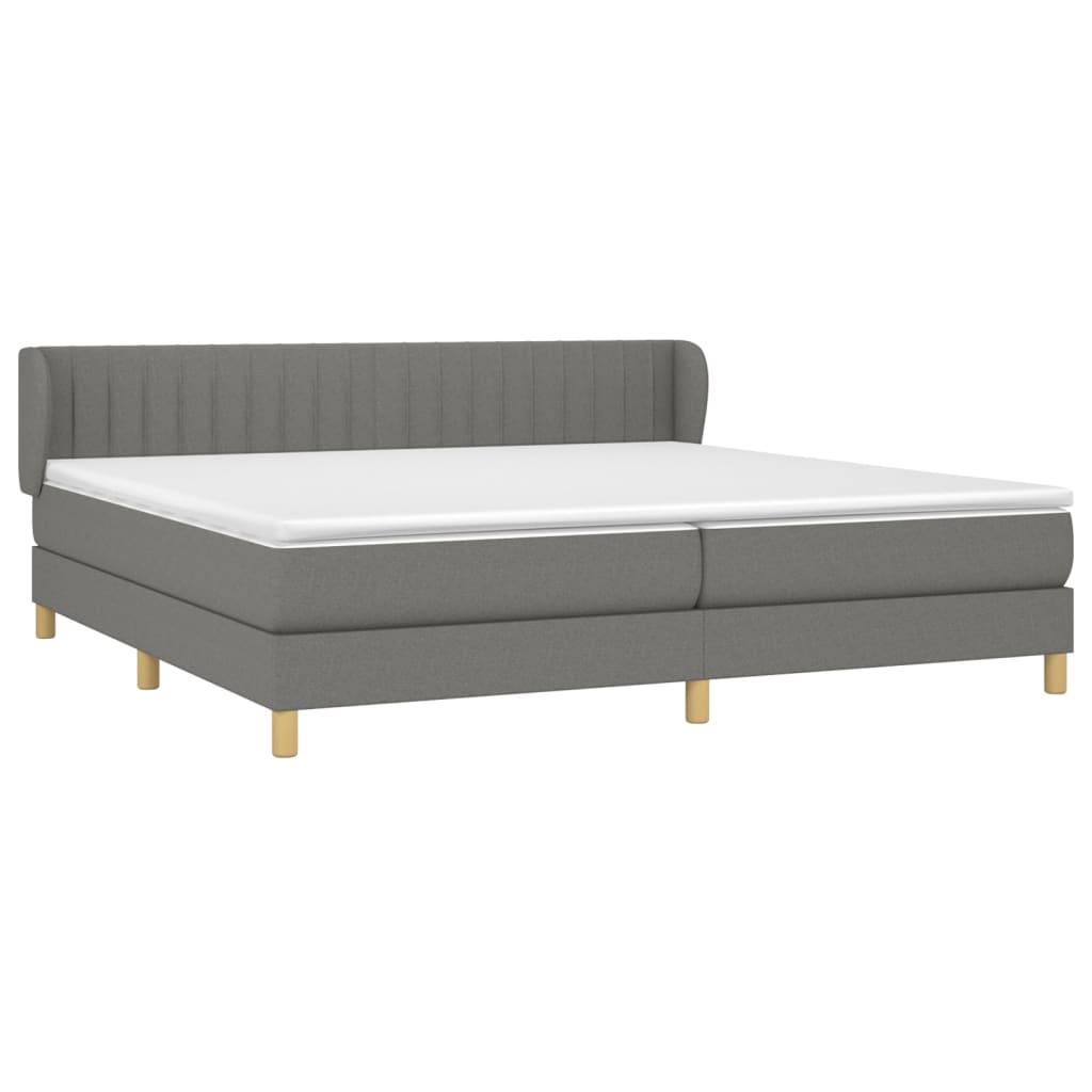 vidaXL Boxspring met matras stof donkergrijs 200x200 cm afbeelding