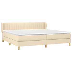 Box spring postel s matrací krémová 200x200 cm textil - obrázek 3