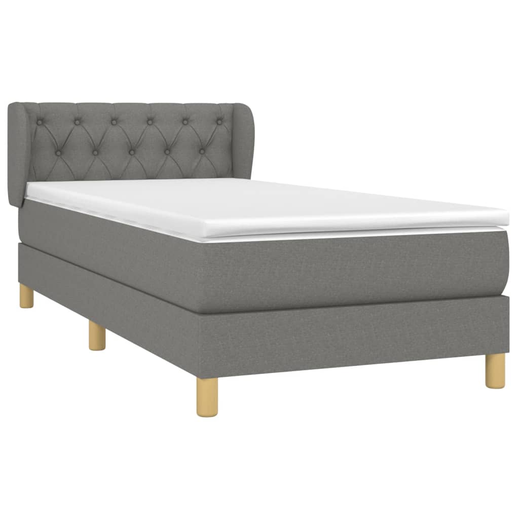 vidaXL Boxspring met matras stof donkergrijs 80x200 cm afbeelding
