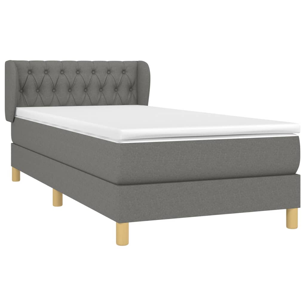  Boxspring posteľ s matracom tmavosivá 90x200 cm látka