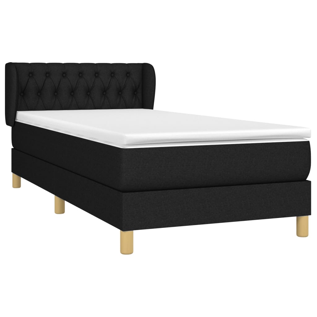 vidaXL Boxspring met matras stof zwart 90x200 cm afbeelding