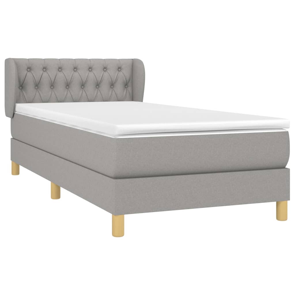 vidaXL Boxspring met matras stof lichtgrijs 100x200 cm afbeelding