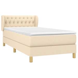 Box spring postel s matrací krémová 100 x 200 cm textil - obrázek 3