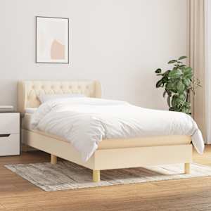 Box spring postel s matrací krémová 100 x 200 cm textil - obrázek 1