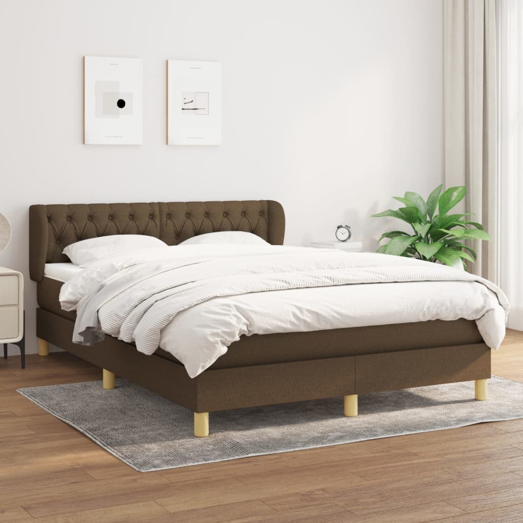 Box spring postel s matrací tmavě hnědá 140x190 cm textil