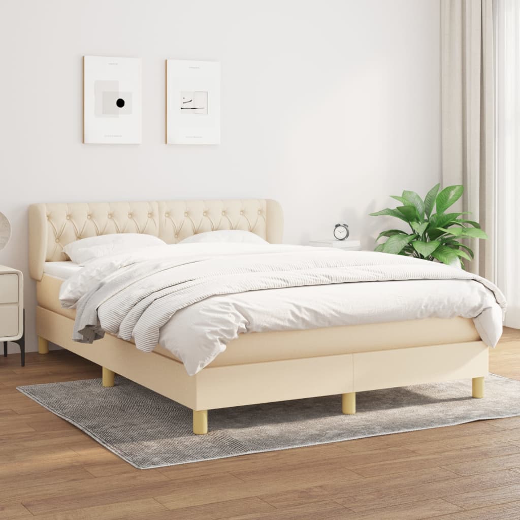  ΚΡΕΒΑΤΙ BOXSPRING ΜΕ ΣΤΡΩΜΑ ΚΡΕΜ 140X190 ΕΚ. ΥΦΑΣΜΑΤΙΝΟ V-3127042