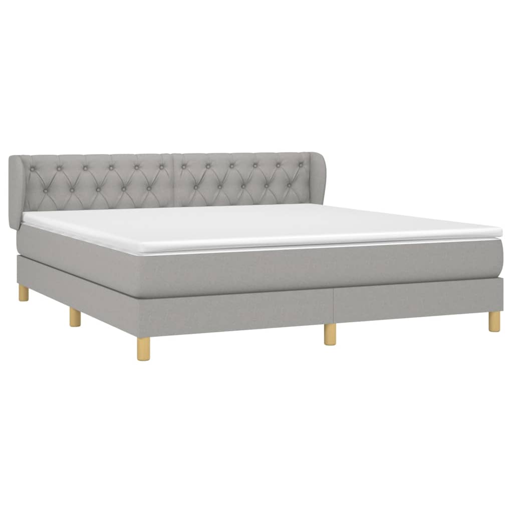 vidaXL Boxspring met matras stof lichtgrijs 160x200 cm afbeelding