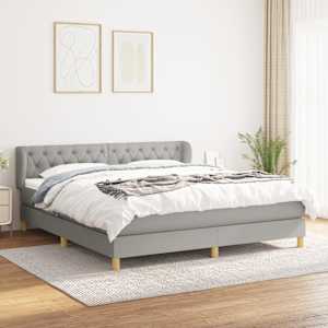Box spring postel s matrací světle šedá 160 x 200 cm textil - obrázek 1