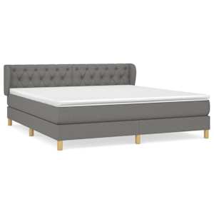 Box spring postel s matrací tmavě šedá 160x200 cm textil - obrázek 2