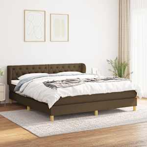 Box spring postel s matrací tmavě hnědá 160x200 cm textil - obrázek 1