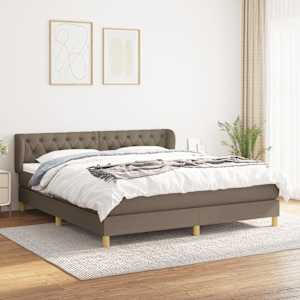 Box spring postelja z vzmetnico taupe 160x200 cm blago
