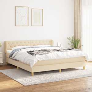 Box spring postel s matrací krémová 160x200 cm textil - obrázek 1
