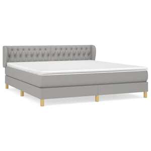 Box spring postel s matrací světle šedá 180 x 200 cm textil - obrázek 2