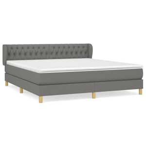 Box spring postel s matrací tmavě šedá 180x200 cm textil - obrázek 2