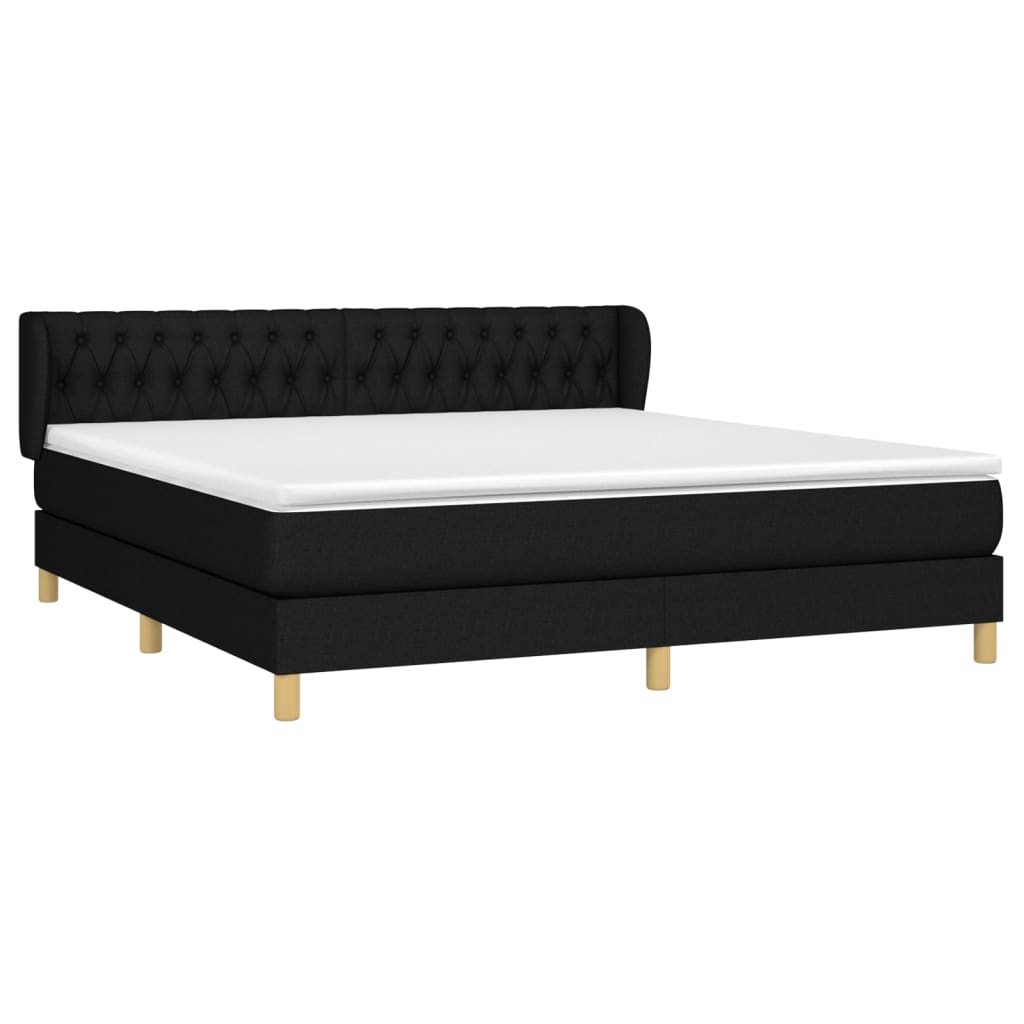 Pat box spring cu saltea, negru, 180x200 cm, catifea