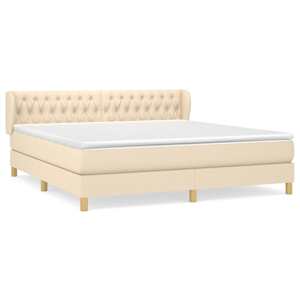 Box spring postel s matrací krémová 180x200 cm textil - obrázek 2