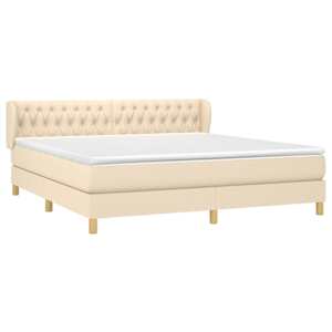 Box spring postel s matrací krémová 180x200 cm textil - obrázek 3