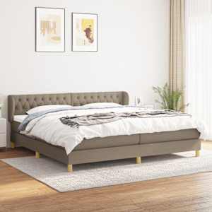 Box spring postelja z vzmetnico taupe 200x200 cm blago