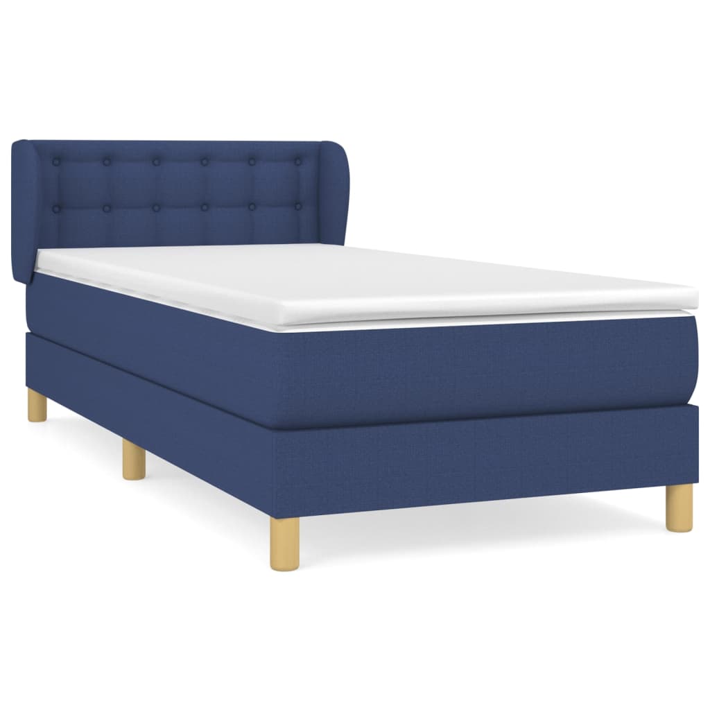 vidaXL Boxspring met matras stof blauw 80x200 cm