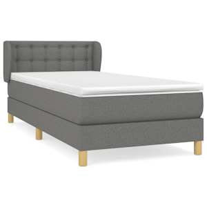 Box spring postel s matrací tmavě šedá 90x200 cm textil - obrázek 2