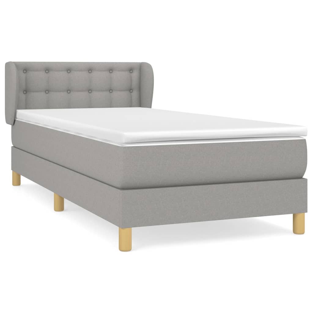 vidaXL Box spring postelja z vzmetnico svetlo siv 100x200 cm blago