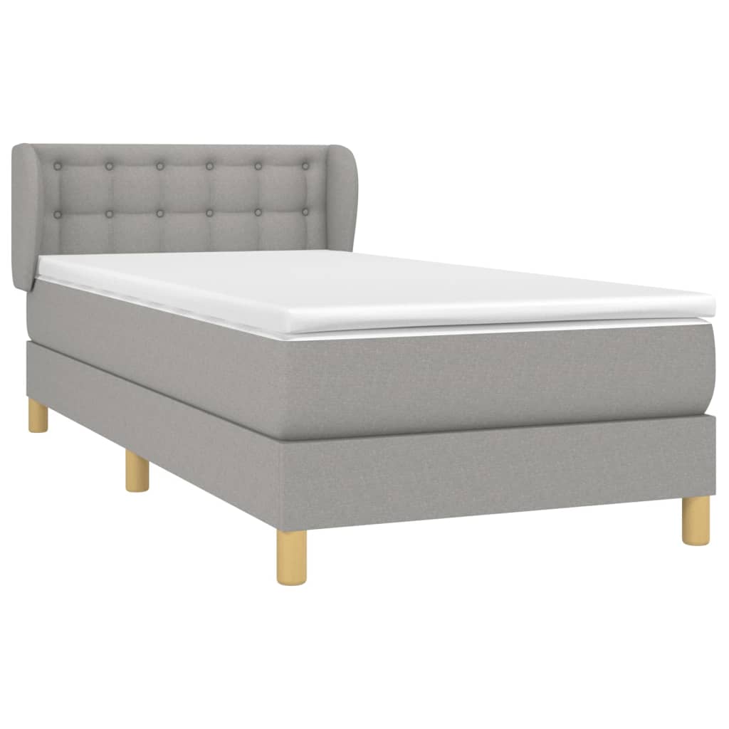 vidaXL Boxspring met matras stof lichtgrijs 100x200 cm afbeelding