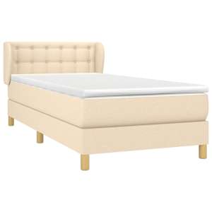 Box spring postel s matrací krémová 100 x 200 cm textil - obrázek 3