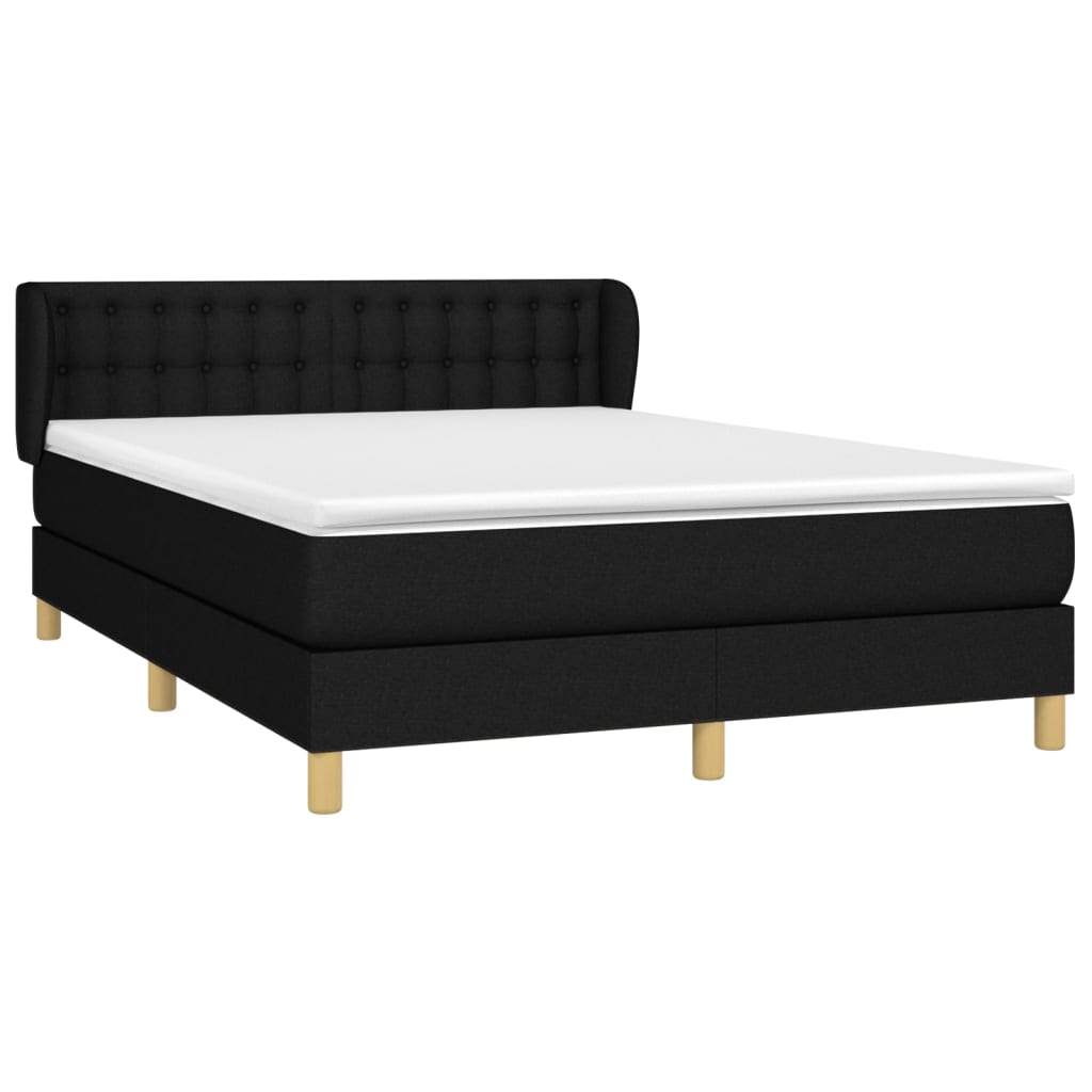 vidaXL Boxspring met matras stof zwart 140x190 cm afbeelding