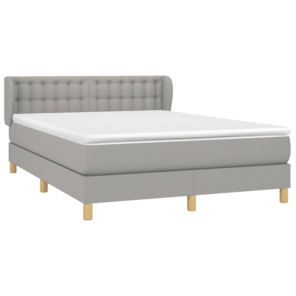 vidaXL Boxspring met matras stof lichtgrijs 140x200 cm afbeelding