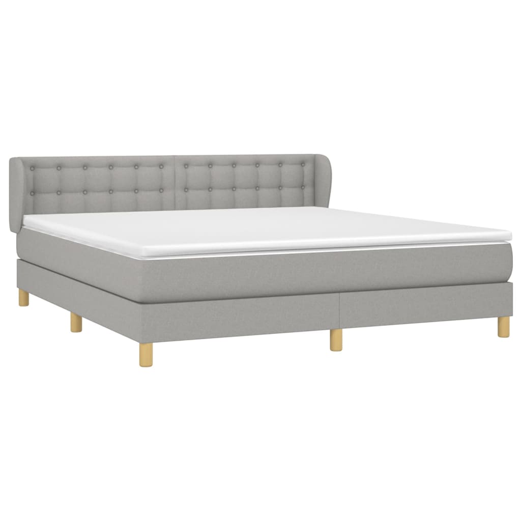vidaXL Boxspring met matras stof lichtgrijs 180x200 cm afbeelding
