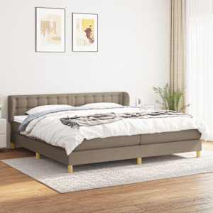 Box spring postelja z vzmetnico taupe 200x200 cm blago
