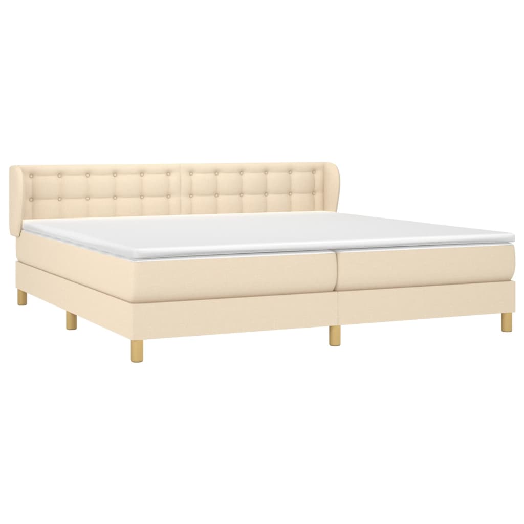 vidaXL Boxspring met matras stof crèmekleurig 200x200 cm afbeelding