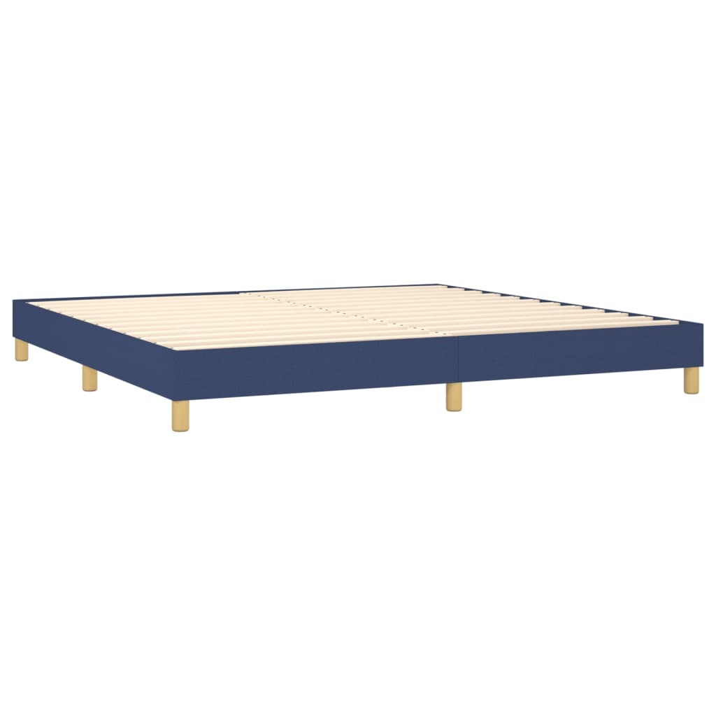 Box spring postelja z vzmetnico modra 200x200 cm blago