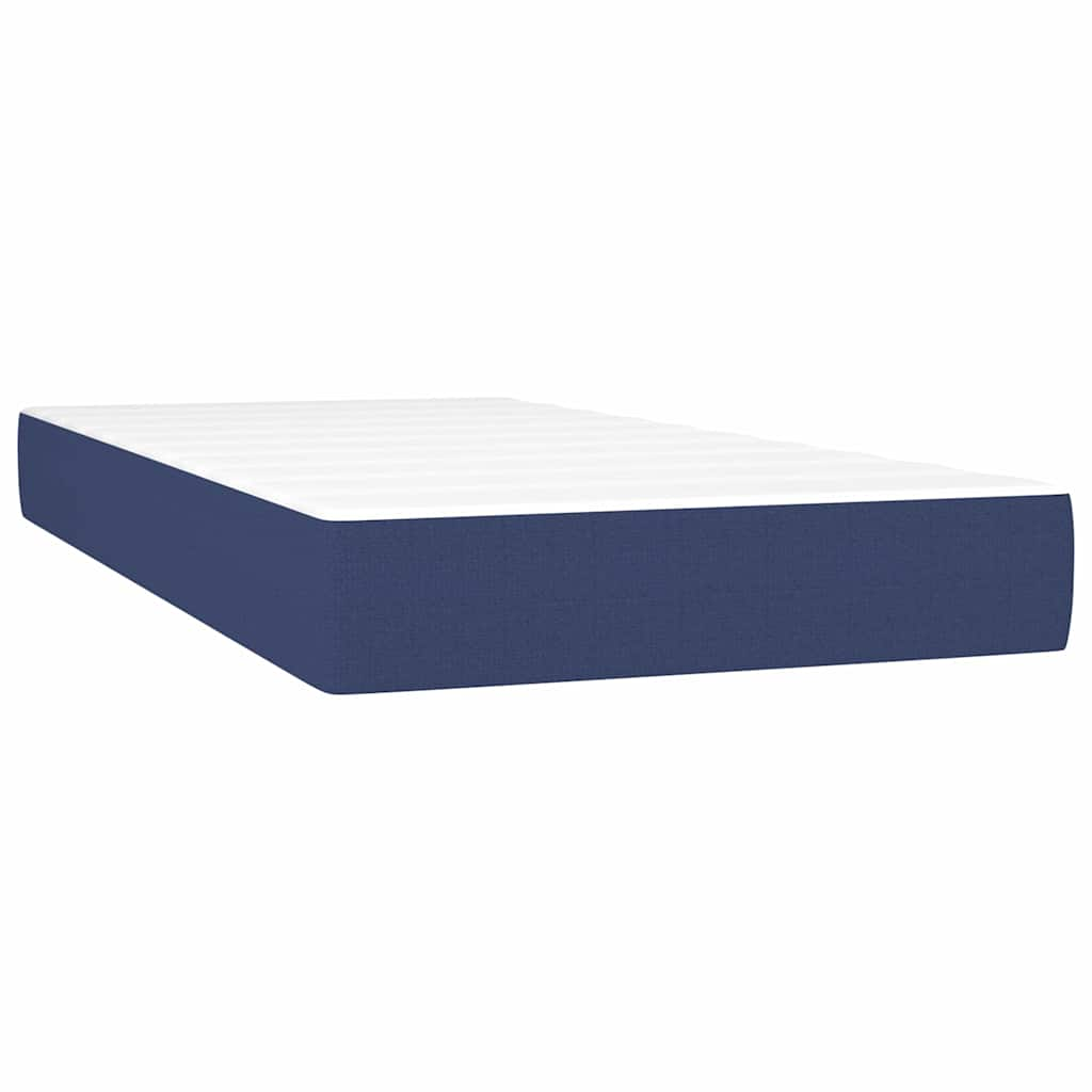 Box spring postelja z vzmetnico modra 200x200 cm blago