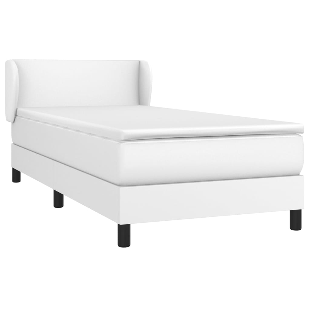 vidaXL Cama com molas/colchão 80x200 cm couro artificial branco