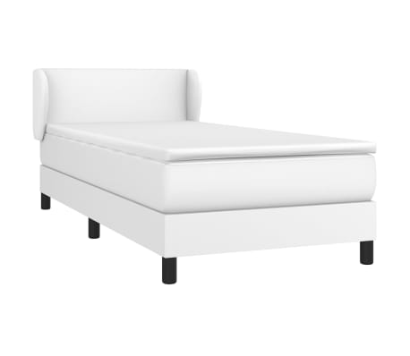 vidaXL Cama com molas/colchão 80x200 cm couro artificial branco