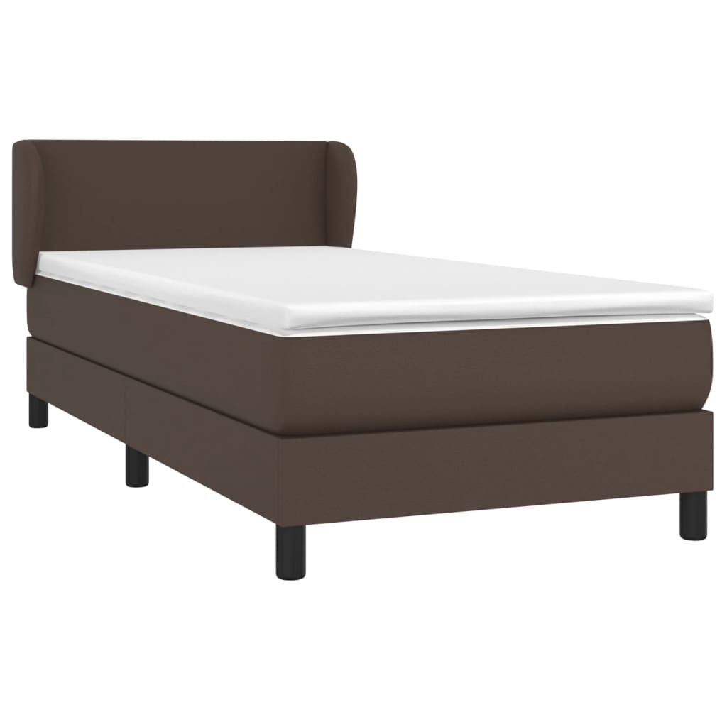 vidaXL Cama com molas/colchão 80x200 cm couro artificial castanho