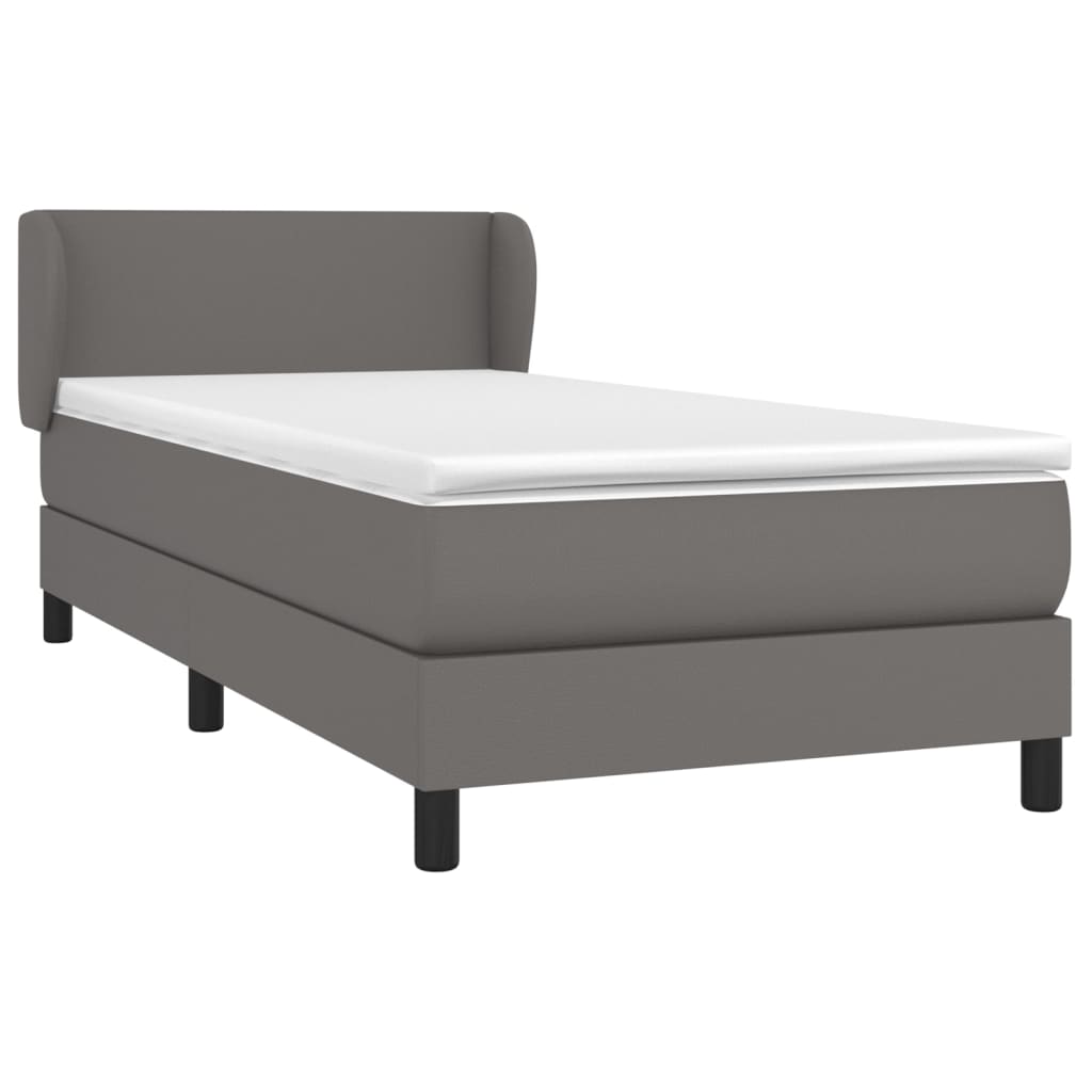 vidaXL Boxspring met matras kunstleer grijs 80x200 cm