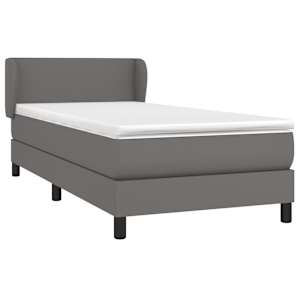 Box spring postel s matrací šedá 80 x 200 cm umělá kůže - obrázek 3