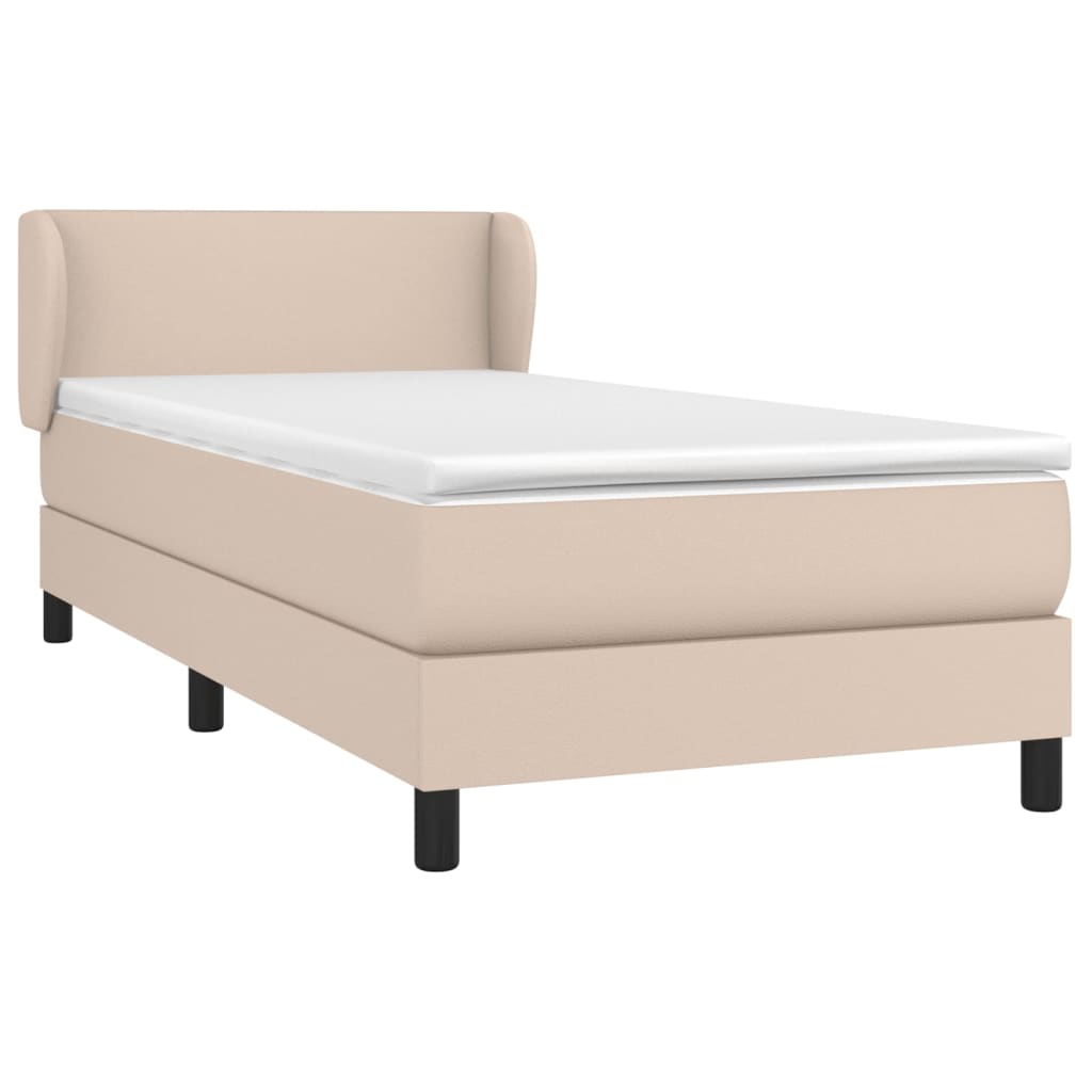 vidaXL Boxspring met matras kunstleer cappuccinokleurig 80x200 cm