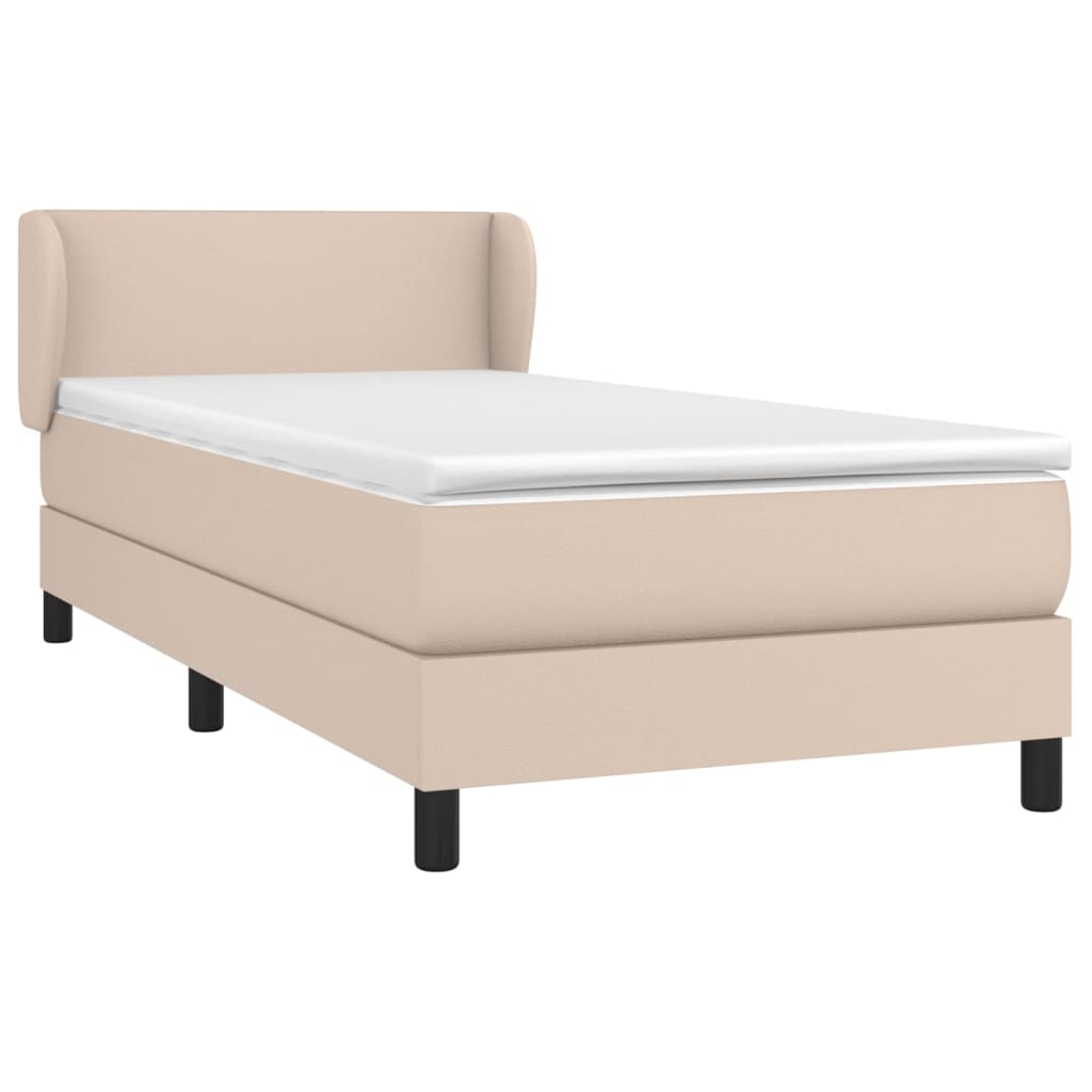 vidaXL Boxspring met matras kunstleer cappuccinokleurig 80x200 cm afbeelding